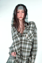 Study Break Hooded Plaid Shirt 