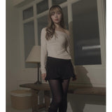 ONE SHOULDER BUTTON TEE-PINK