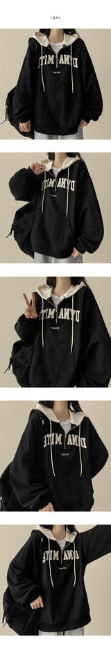 Diner Patch Embroidery Semi-Zipup Hood