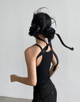satin strap scrunchie (BLACK)