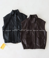 leather oversized fit vest jacket