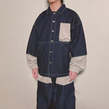 reverse Terry Pocket Denim Jacket_blue