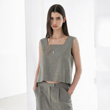 (BL-4329)ROU SET-UP SQUARE NECK BLOUSE