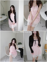 ピーチシフォンフリルレースドレス(cardigan set)