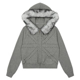 Radiant Stud Fur Hoodie Jumper