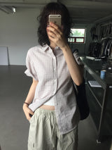 Terine seersucker check shirt (3color)