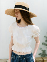 クロップレースブラウス ホワイト