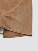 Halter-Tie Suede Apron_Camel