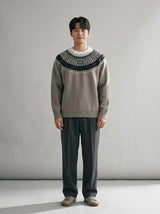 グレーノルディックパターンニット