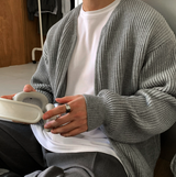 Mirei Two-way Pocket Acrylic Knitted Zip-Up Cardigan