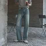LMNワーナーティーンブラッシュバックバンデッドワイドデニムパンツ(light blue)