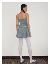 rirri SS Distressed Stone-Wash 100% Cotton Stretch Denim Camisole Dress - Casual Edit