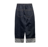 Lining roll-up balloon fit raw denim