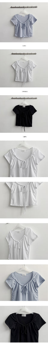 Efl shirring Lyron cropped short-sleeved T-shirt