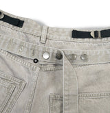 Grain Stud Washed Wide Denim Pants