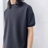 Mock Neck Waffle Knit Tee