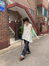 イズミ ノンフェード ワイド ブーツカット デニム パンツ