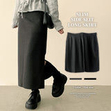 Roen Fleece unbalanced side slit H-line long skirt