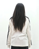 PEANUT STAIN - 4ストライプ アーム アイボリー ボクシー長袖 Tシャツ