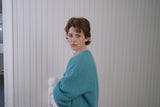 Mohair v-neck knit_teal