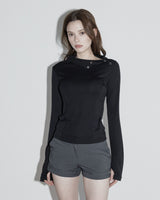 Diagonal Button Long Sleeve Black
