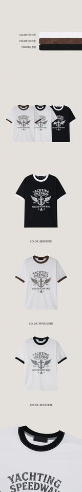 [MUSCLE FIT] Ocean race ringer half t-shirts(3color)