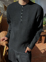 Stoic Henley-Neck Wool Knit (4 Colors)