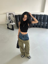 24SS クロップドハーフタートルネックノースリーブTシャツ