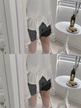 DOTINA Ruffle Dot Mini Pants Skirt (Black)