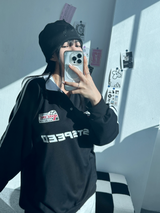 ラグランスリーストライプカラースウェットシャツ🖤🩶🤍 - 3 カラーズ