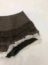ブラウンヴィンテージチェックスカートパンツ
