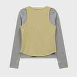 スターカットアウトトップセットレイヤードTシャツ