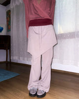(2color) Diagonal Shirring Bootcut Layered Pants