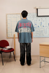 HIERARCHY STUDIOS Unruled - Blue Mirror Wide Oversized T-Shirt