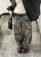 CAMO COTTON BALLOON PANTS