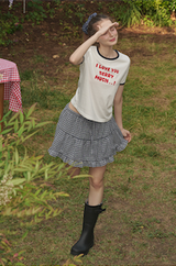 April Banding Check Mini Skirt Navy