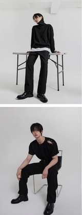 ノーマルブラックワイドデニムパンツ