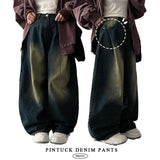 lipo pintuck washing denim wide pants