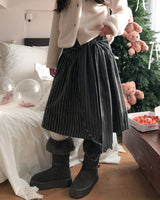 [wool 20%] Tir Stripe Tie Midi Skirt
