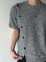 Roa Diagonal Button Short Sleeve Knit