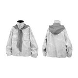 RELABEL (Huanjin) Violet and White Smoke-Washed Vintage-Style Checked Hooded Modified M65 Work Jacket