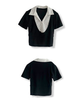 UネックレイヤードカラークロップTシャツ