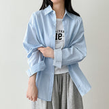 Pastel 💛 Thin Stripe Loose Fit Summer Long-Sleeved Shirt (6 colors)