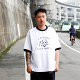 ディストレストバンブーコットンプリントTシャツ