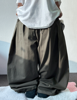 KOREAN/KEYRING 🤎 KEYRING BELT BALLOON WIDE COTTON LONG PANTS 🤎💚💛🖤 - 5 COLORS