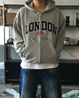 CV London embroidery hoodie zip-up (3C)