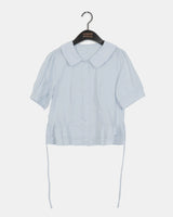 Saon Round Collar Frill Puff Blouse