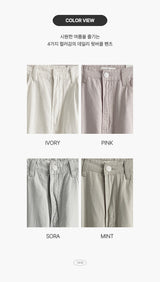 Demon Pastel Summer Cotton Big Wide Long Cotton Pants with Belt Detail 4 Colors