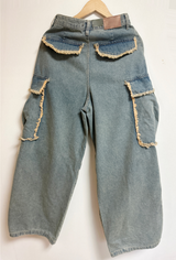 VINTAGE FRAY POINT DENIM💚🖤 - OVERFIT PANTS