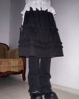 (2color) Frill Tiered Pants Layered Chiffon Skirt